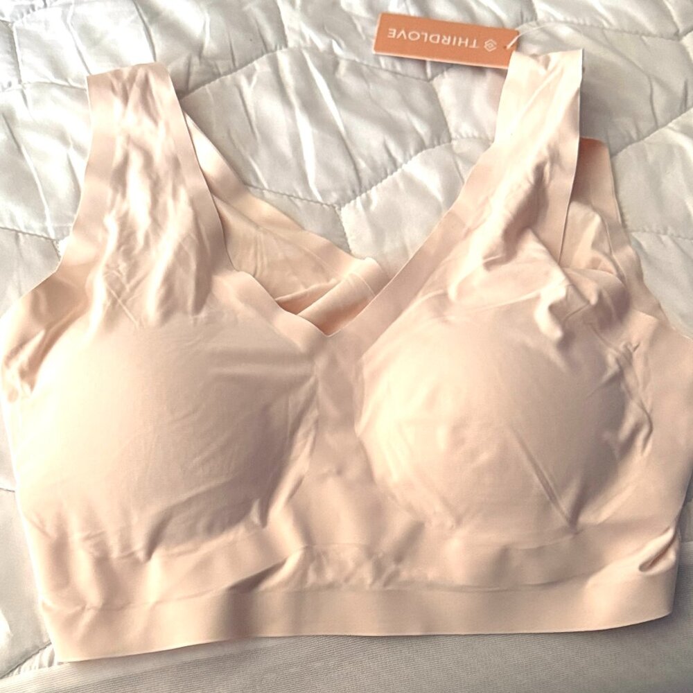 NWT Third Love Women's Smoothing Wireless Pullover Bra Size Large Blush